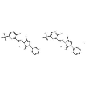 Cobaltate(2-), bis(3-((4,5-dihydro-3-methyl-5-(oxo-kappaO)-1-phenyl-1H-pyrazol-4-yl)azo-kappaN1)-4-hydroxybenzenesulfonamidato(2-))-, disodium, (OC-6-22')- Structure