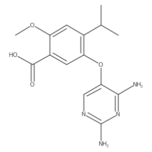 5-(2,4-Diaminopyrimidin-5-yl)oxy-2-methoxy-4-propan-2-ylbenzoic acid结构式