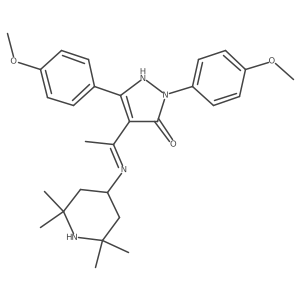(4Z)-2,5-bis(4-methoxyphenyl)-4-{1-[(2,2,6,6-tetramethylpiperidin-4-yl)amino]ethylidene}-2,4-dihydro-3H-pyrazol-3-one Structure