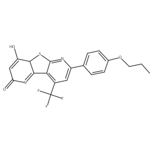 6-Hydroxy-11-(4-propoxyphenyl)-13-(trifluoromethyl)-8-thia-3,10-diazatricyclo[7.4.0.02,7]trideca-1(9),2,5,10,12-pentaen-4-one结构式