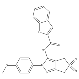 N-[2-(4-methoxyphenyl)-5,5-dioxo-2H,4H,6H-5lambda6-thieno[3,4-c]pyrazol-3-yl]-1-benzofuran-2-carboxamide结构式