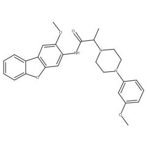 N-{4-methoxy-8-oxatricyclo[7.4.0.0^{2,7}]trideca-1(9),2,4,6,10,12-hexaen-5-yl}-2-[4-(3-methoxyphenyl)piperazin-1-yl]propanamide Structure