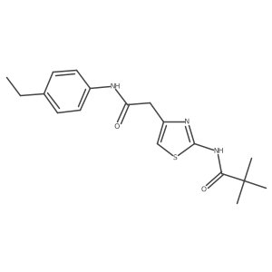 N-(4-(2-((4-ethylphenyl)amino)-2-oxoethyl)thiazol-2-yl)pivalamide结构式