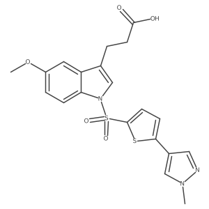 3-{5-Methoxy-1-[5-(1-methyl-1h-pyrazol-4-yl)-thiophene-2-sulfonyl]-1h-indol-3-yl}-propionic acid Structure