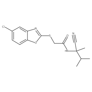2-[(5-chloro-1,3-benzoxazol-2-yl)sulfanyl]-N-(1-cyano-1,2-dimethylpropyl)acetamide Structure
