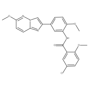 5-chloro-2-methoxy-N-(2-methoxy-5-(6-methoxyimidazo[1,2-b]pyridazin-2-yl)phenyl)benzamide结构式