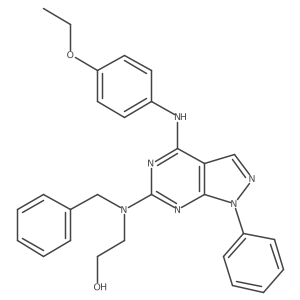 2-(benzyl(4-((4-ethoxyphenyl)amino)-1-phenyl-1H-pyrazolo[3,4-d]pyrimidin-6-yl)amino)ethanol结构式