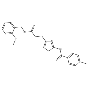 4-fluoro-N-(4-(3-((2-methoxybenzyl)amino)-3-oxopropyl)thiazol-2-yl)benzamide结构式