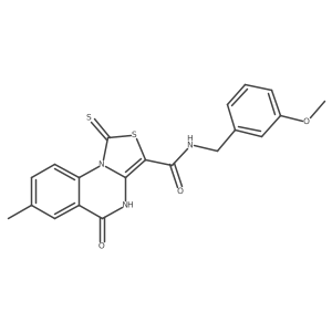 N-(3-methoxybenzyl)-7-methyl-5-oxo-1-thioxo-4,5-dihydro-1H-thiazolo[3,4-a]quinazoline-3-carboxamide结构式