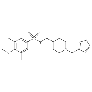 4-methoxy-3,5-dimethyl-N-((1-(thiophen-3-ylmethyl)piperidin-4-yl)methyl)benzenesulfonamide结构式