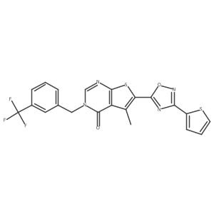 5-methyl-6-[3-(thiophen-2-yl)-1,2,4-oxadiazol-5-yl]-3-[3-(trifluoromethyl)benzyl]thieno[2,3-d]pyrimidin-4(3H)-one Structure
