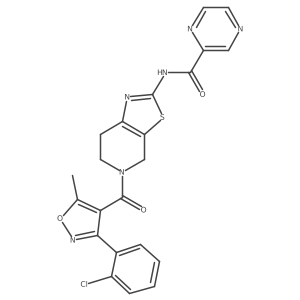 N-(5-(3-(2-chlorophenyl)-5-methylisoxazole-4-carbonyl)-4,5,6,7-tetrahydrothiazolo[5,4-c]pyridin-2-yl)pyrazine-2-carboxamide结构式