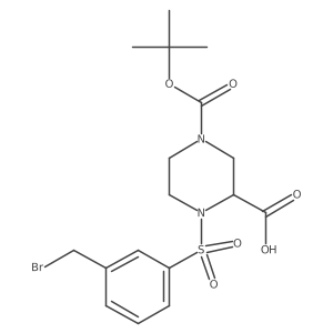 1-((3-(Bromomethyl)phenyl)sulfonyl)-4-(tert-butoxycarbonyl)piperazine-2-carboxylic acid Structure