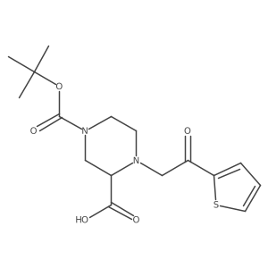 4-(Tert-butoxycarbonyl)-1-(2-oxo-2-(thiophen-2-yl)ethyl)piperazine-2-carboxylic acid结构式