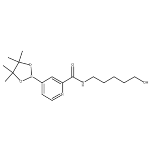N-(5-hydroxypentyl)-4-(4,4,5,5-tetramethyl-1,3,2-dioxaborolan-2-yl)pyridine-2-carboxamide结构式