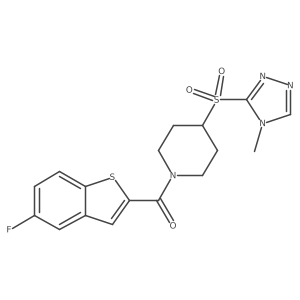 (5-fluorobenzo[b]thiophen-2-yl)(4-((4-methyl-4H-1,2,4-triazol-3-yl)sulfonyl)piperidin-1-yl)methanone结构式