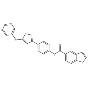 N-(4-(2-(pyridin-3-ylamino)thiazol-4-yl)phenyl)-1H-indole-5-carboxamide结构式