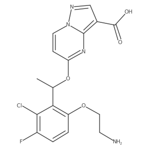 5-[1-[6-(2-Aminoethoxy)-2-chloro-3-fluorophenyl]ethoxy]pyrazolo[1,5-a]pyrimidine-3-carboxylic acid结构式