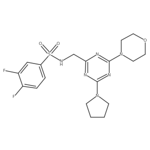 3,4-difluoro-N-((4-morpholino-6-(pyrrolidin-1-yl)-1,3,5-triazin-2-yl)methyl)benzenesulfonamide Structure