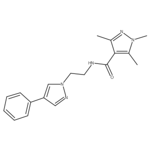 1,3,5-trimethyl-N-(2-(4-phenyl-1H-pyrazol-1-yl)ethyl)-1H-pyrazole-4-carboxamide结构式