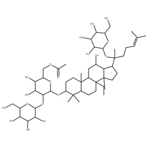 [(2R,3S,4S,5R,6R)-6-[[(3S,5R,8R,9R,10R,12R,13R,14R,17S)-8-ethyl-12-hydroxy-4,4,10,14-tetramethyl-17-[(2S)-6-methyl-2-[(2S,3R,4S,5S,6R)-3,4,5-trihydroxy-6-(hydroxymethyl)oxan-2-yl]oxyhept-5-en-2-yl]-2,3,5,6,7,9,11,12,13,15,16,17-dodecahydro-1H-cyclopenta[a]phenanthren-3-yl]oxy]-3,4-dihydroxy-5-[(2S,3R,4S,5S,6R)-3,4,5-trihydroxy-6-(hydroxymethyl)oxan-2-yl]oxyoxan-2-yl]methyl acetate结构式