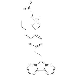 2-({1-[(2S)-2-({[(9H-fluoren-9-yl)methoxy]carbonyl}amino)hexanoyl]-3-methylazetidin-3-yl}oxy)acetic acid结构式