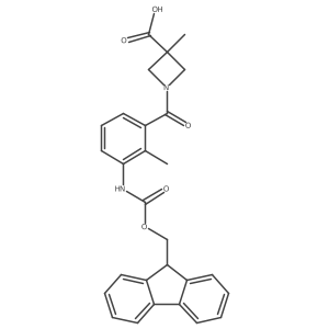 1-[3-({[(9H-fluoren-9-yl)methoxy]carbonyl}amino)-2-methylbenzoyl]-3-methylazetidine-3-carboxylic acid Structure