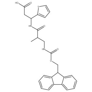 3-[3-({[(9H-fluoren-9-yl)methoxy]carbonyl}amino)-2-methylpropanamido]-3-(thiophen-2-yl)propanoic acid结构式