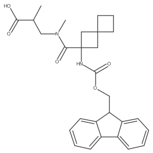 3-{1-[2-({[(9H-fluoren-9-yl)methoxy]carbonyl}amino)spiro[3.3]heptan-2-yl]-N-methylformamido}-2-methylpropanoic acid结构式