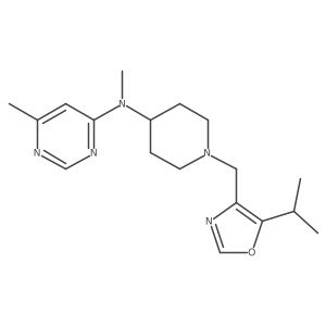 N,6-dimethyl-N-(1-{[5-(propan-2-yl)-1,3-oxazol-4-yl]methyl}piperidin-4-yl)pyrimidin-4-amine结构式