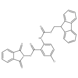 1,3-dioxo-2,3-dihydro-1H-isoindol-2-yl 5-chloro-2-({[(9H-fluoren-9-yl)methoxy]carbonyl}amino)benzoate结构式