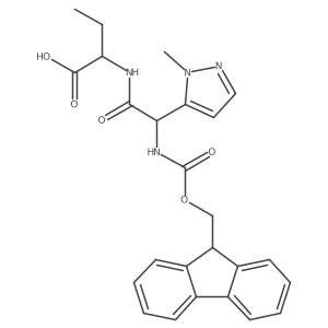 (2S)-2-[2-({[(9H-fluoren-9-yl)methoxy]carbonyl}amino)-2-(1-methyl-1H-pyrazol-5-yl)acetamido]butanoic acid结构式