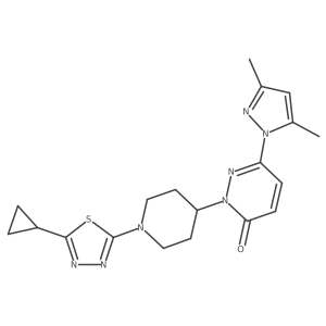 2-[1-(5-cyclopropyl-1,3,4-thiadiazol-2-yl)piperidin-4-yl]-6-(3,5-dimethyl-1H-pyrazol-1-yl)-2,3-dihydropyridazin-3-one结构式