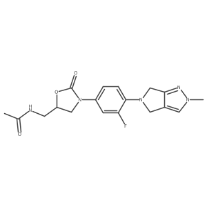 N-[[(5S)-3-[3-fluoro-4-(2-methyl-4,6-dihydropyrrolo[3,4-c]pyrazol-5-yl)phenyl]-2-oxo-oxazolidin-5-yl]methyl]acetamide结构式