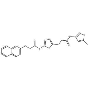 N-(5-methylisoxazol-3-yl)-2-((5-(2-(naphthalen-2-yloxy)acetamido)-1,3,4-thiadiazol-2-yl)thio)acetamide Structure