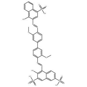3-Hydroxy-4-((4'-((1-hydroxy-4-sulfo-2-naphthyl)diazenyl)-3,3'-dimethoxy[biphenyl]-4-yl)diazenyl)-2,7-naphthalenedisulfonic acid结构式