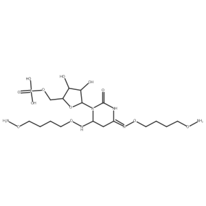 4,6-Bis{[4-(aminooxy)butoxy]amino}-1-(5-O-phosphonopentofuranosyl)-5,6-dihydropyrimidin-2(1H)-one结构式