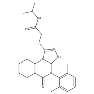 2-[[4-(2,6-dimethylphenyl)-5-oxo-3,3a,5a,6,7,8,9,9a-octahydro-[1,2,4]triazolo[4,3-a]quinazolin-1-yl]sulfanyl]-N-propan-2-ylacetamide结构式