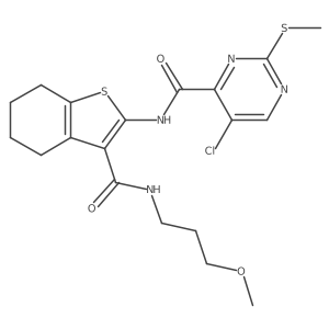 5-chloro-N-{3-[(3-methoxypropyl)carbamoyl]-4,5,6,7-tetrahydro-1-benzothiophen-2-yl}-2-(methylsulfanyl)pyrimidine-4-carboxamide结构式