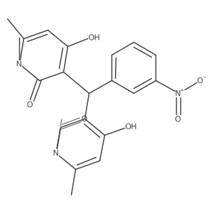 3,3'-((3-nitrophenyl)methylene)bis(4-hydroxy-1,6-dimethylpyridin-2(1H)-one)结构式
