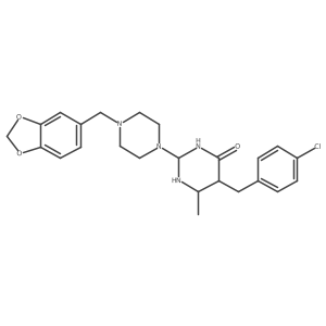 2-[4-(1,3-Benzodioxol-5-ylmethyl)piperazin-1-yl]-5-[(4-chlorophenyl)methyl]-6-methyl-1,3-diazinan-4-one结构式