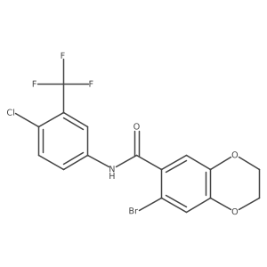 7-bromo-N-(4-chloro-3-(trifluoromethyl)phenyl)-2,3-dihydrobenzo[b][1,4]dioxine-6-carboxamide Structure