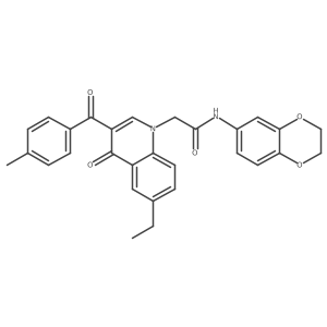 N-(2,3-dihydrobenzo[b][1,4]dioxin-6-yl)-2-(6-ethyl-3-(4-methylbenzoyl)-4-oxoquinolin-1(4H)-yl)acetamide Structure