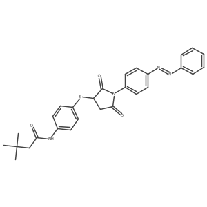 Butanamide, N-[4-[[2,5-dioxo-1-[4-(2-phenyldiazenyl)phenyl]-3-pyrrolidinyl]thio]phenyl]-3,3-dimethyl-结构式