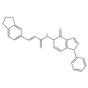 (E)-3-(benzo[d][1,3]dioxol-5-yl)-N-(4-oxo-1-phenyl-1H-pyrazolo[3,4-d]pyrimidin-5(4H)-yl)acrylamide结构式