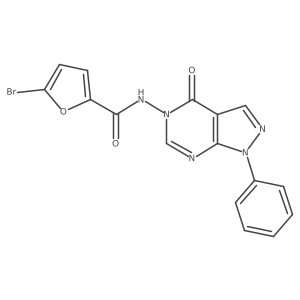 5-bromo-N-(4-oxo-1-phenyl-1H-pyrazolo[3,4-d]pyrimidin-5(4H)-yl)furan-2-carboxamide结构式