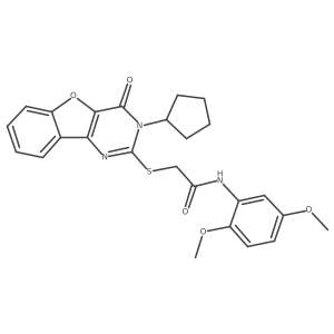 2-[(3-cyclopentyl-4-oxo-3,4-dihydro[1]benzofuro[3,2-d]pyrimidin-2-yl)sulfanyl]-N-(2,5-dimethoxyphenyl)acetamide Structure