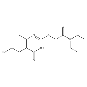 N,N-diethyl-2-{[5-(2-hydroxyethyl)-4-methyl-6-oxo-1,6-dihydro-2-pyrimidinyl]sulfanyl}acetamide结构式