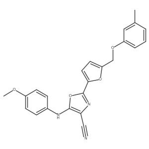 5-[(4-Methoxyphenyl)amino]-2-{5-[(3-methylphenoxy)methyl]furan-2-yl}-1,3-oxazole-4-carbonitrile Structure