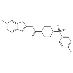 1-((4-fluorophenyl)sulfonyl)-N-(6-methylbenzo[d]thiazol-2-yl)piperidine-4-carboxamide结构式